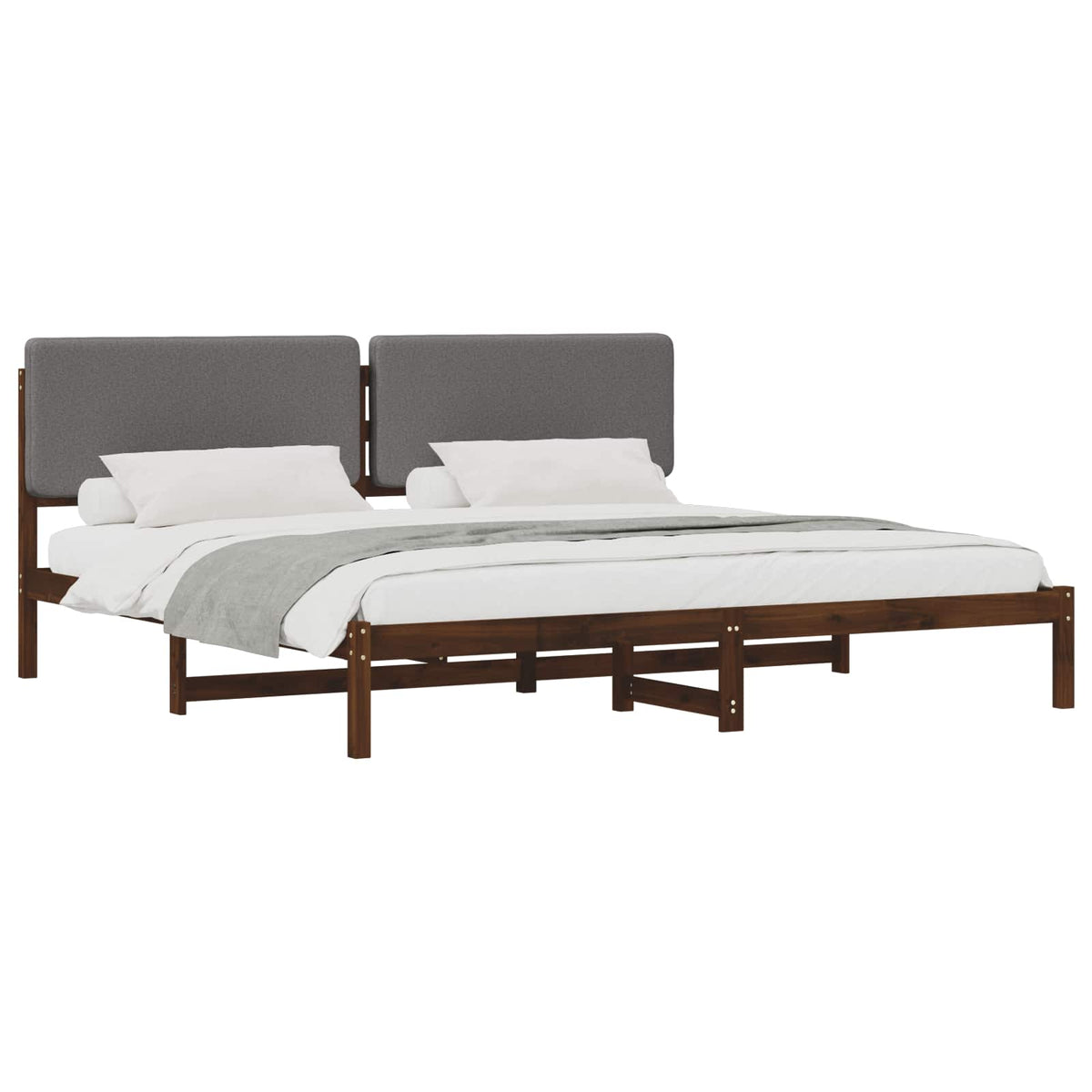 vidaXL Bed Frame with Upholstered Headboard Dark Brown and Light Grey