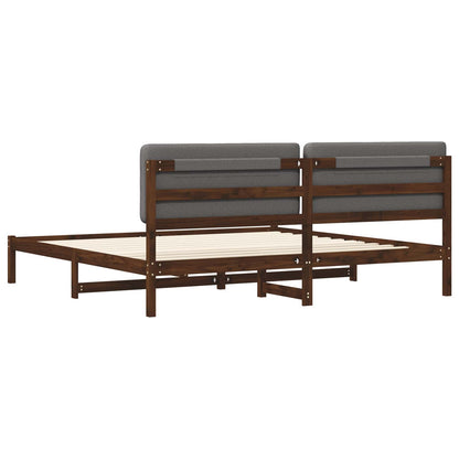 vidaXL Bed Frame with Upholstered Headboard Dark Brown and Light Grey