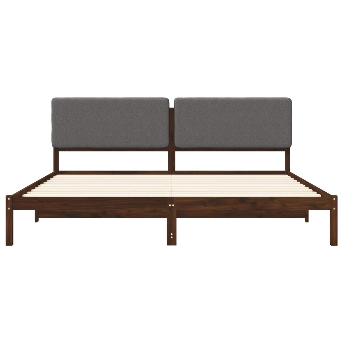 vidaXL Bed Frame with Upholstered Headboard Dark Brown and Light Grey