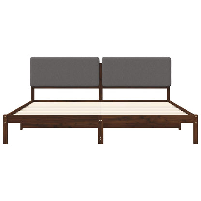 vidaXL Bed Frame with Upholstered Headboard Dark Brown and Light Grey