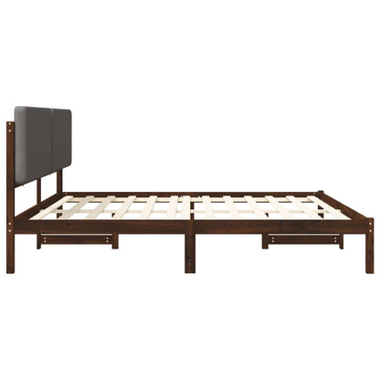 vidaXL Bed Frame with Upholstered Headboard Dark Brown and Light Grey