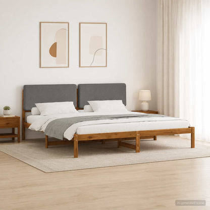 vidaXL Bed Frame with Upholstered Headboard Natural and Light Grey