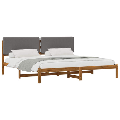 vidaXL Bed Frame with Upholstered Headboard Natural and Light Grey