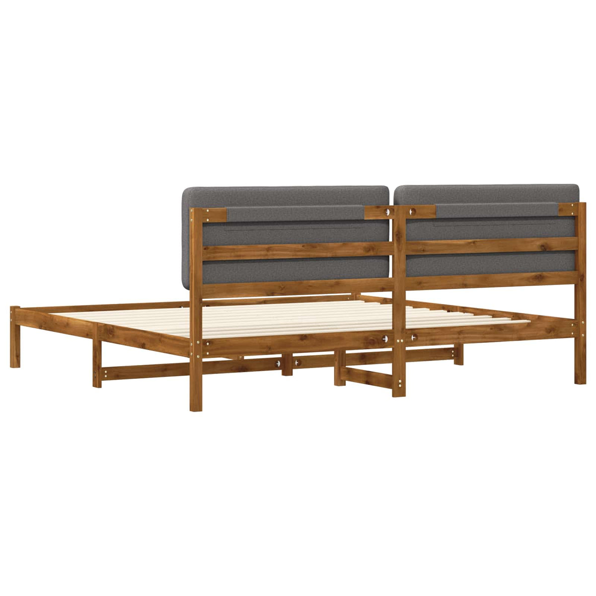 vidaXL Bed Frame with Upholstered Headboard Natural and Light Grey