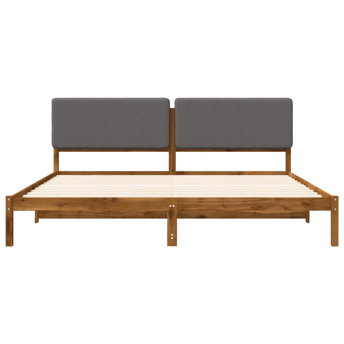 vidaXL Bed Frame with Upholstered Headboard Natural and Light Grey