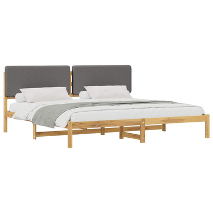 vidaXL Bed Frame with Upholstered Headboard Whitewash and Light Grey