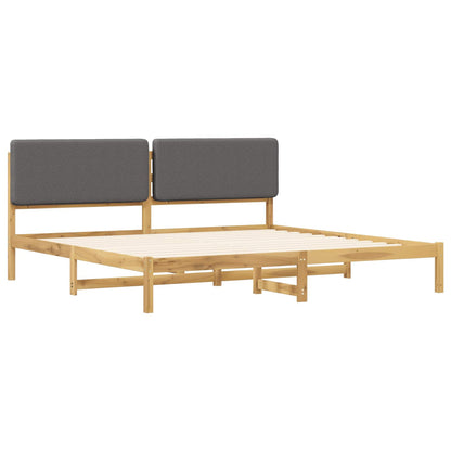 vidaXL Bed Frame with Upholstered Headboard Whitewash and Light Grey