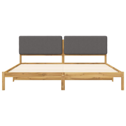 vidaXL Bed Frame with Upholstered Headboard Whitewash and Light Grey