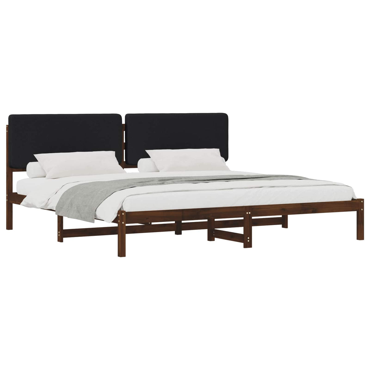 vidaXL Bed Frame with Upholstered Headboard Dark Brown and Black