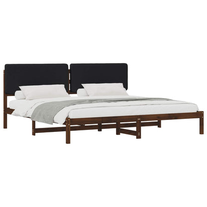 vidaXL Bed Frame with Upholstered Headboard Dark Brown and Black
