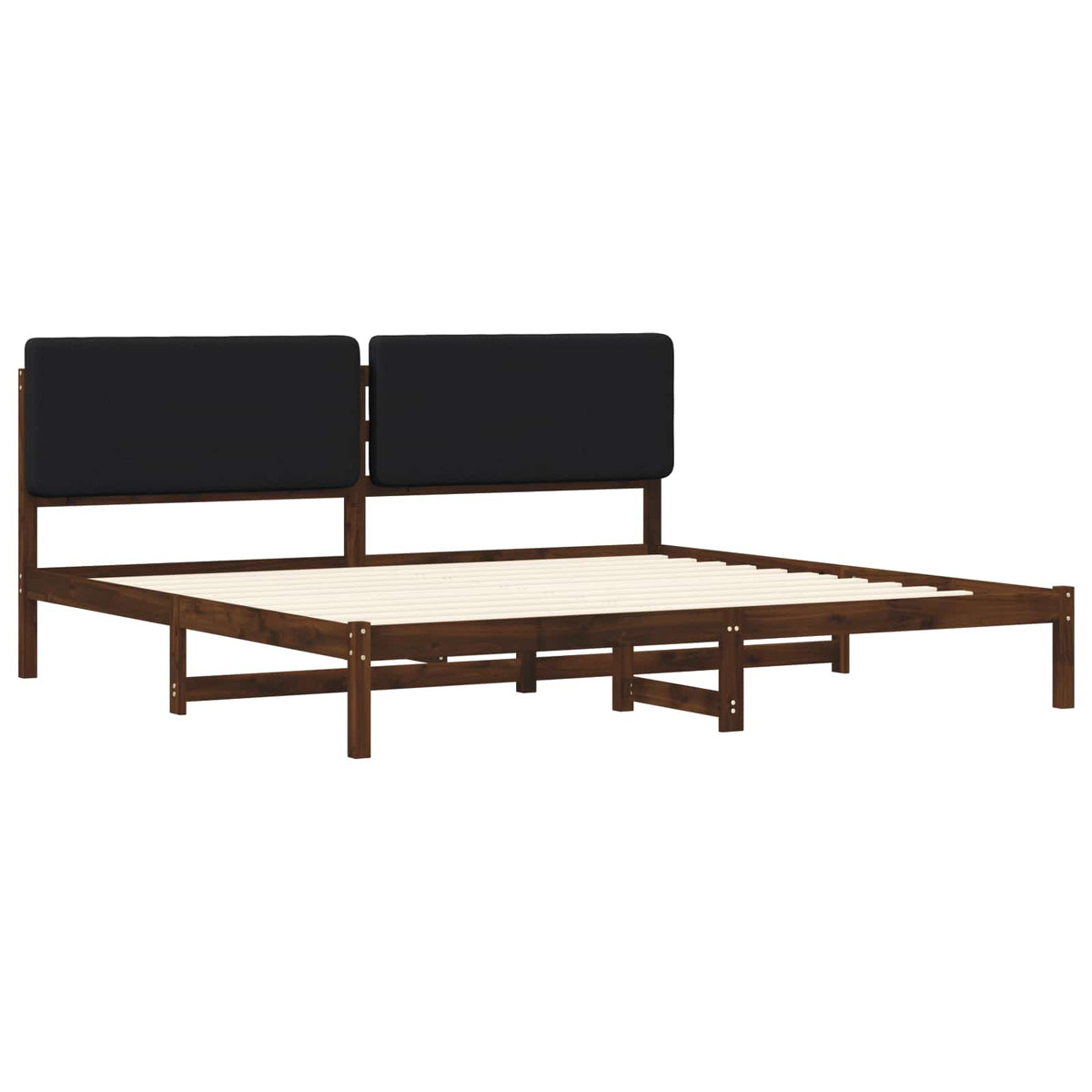 vidaXL Bed Frame with Upholstered Headboard Dark Brown and Black