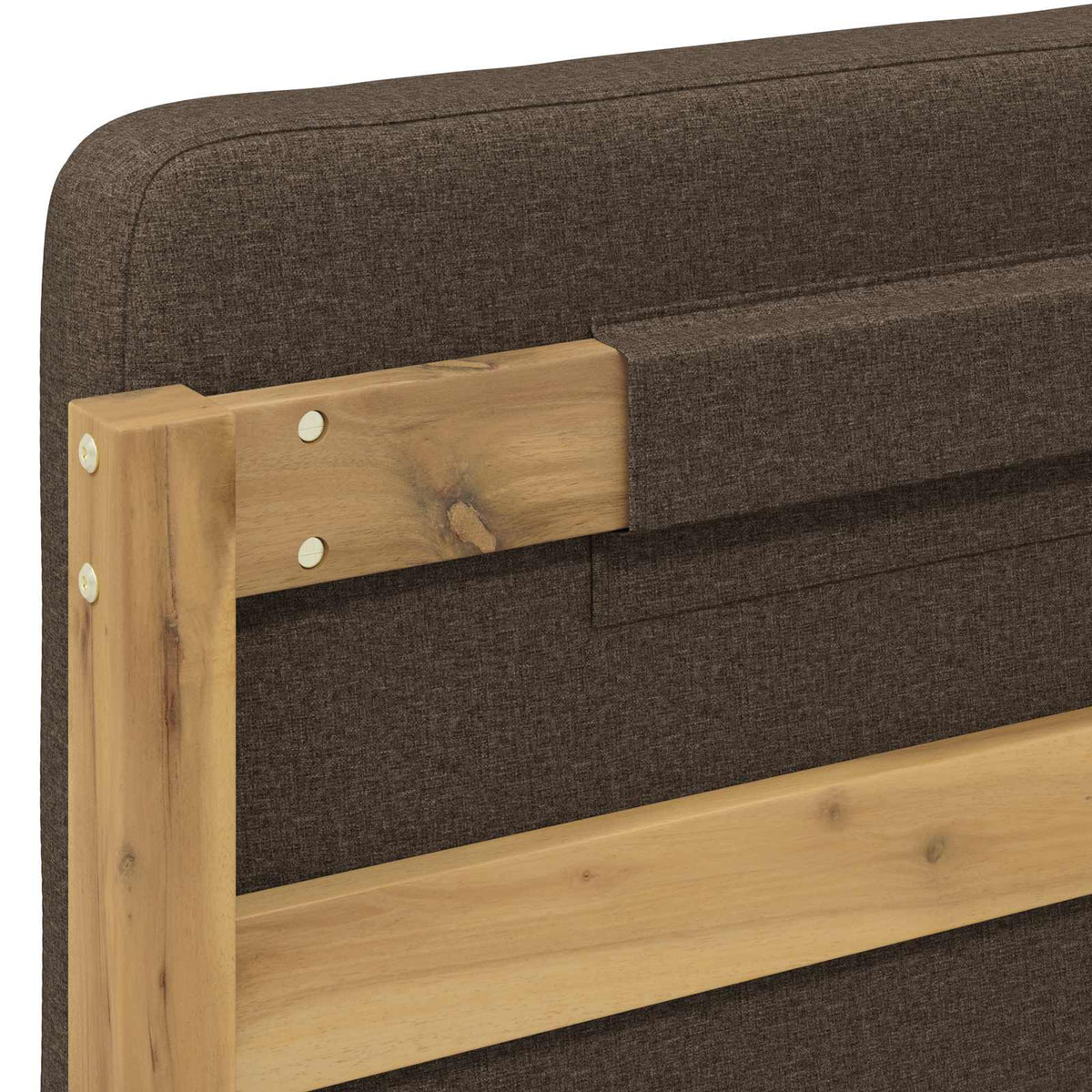vidaXL Bed Frame with Upholstered Headboard Whitewash and Taupe