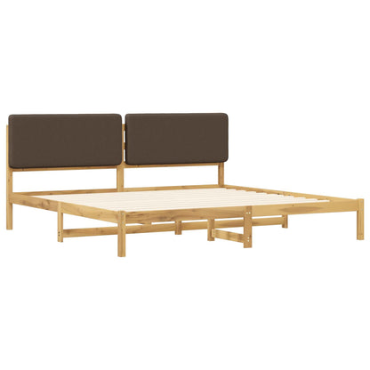 vidaXL Bed Frame with Upholstered Headboard Whitewash and Taupe
