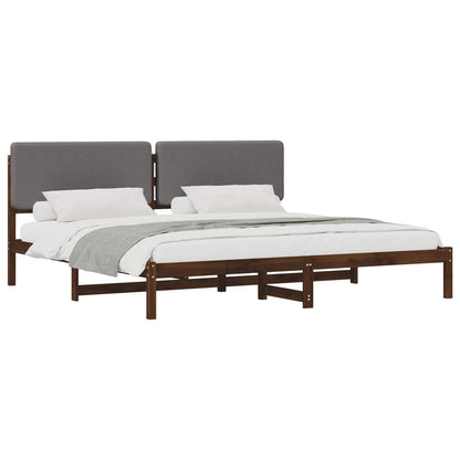 vidaXL Bed Frame with Upholstered Headboard Dark Brown and Light Grey