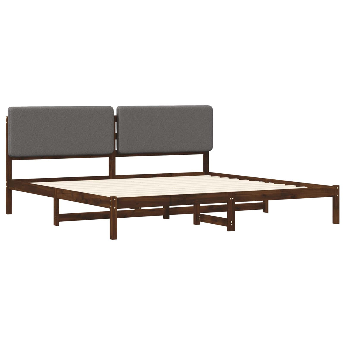 vidaXL Bed Frame with Upholstered Headboard Dark Brown and Light Grey