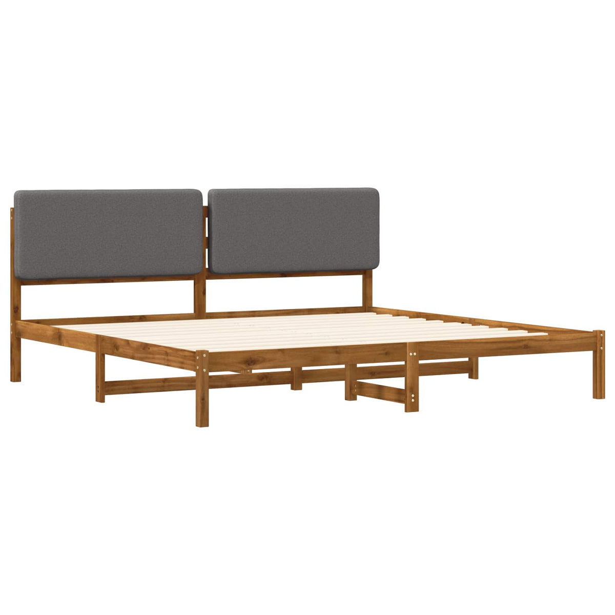 vidaXL Bed Frame with Upholstered Headboard Natural and Light Grey