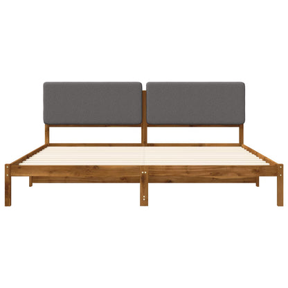 vidaXL Bed Frame with Upholstered Headboard Natural and Light Grey