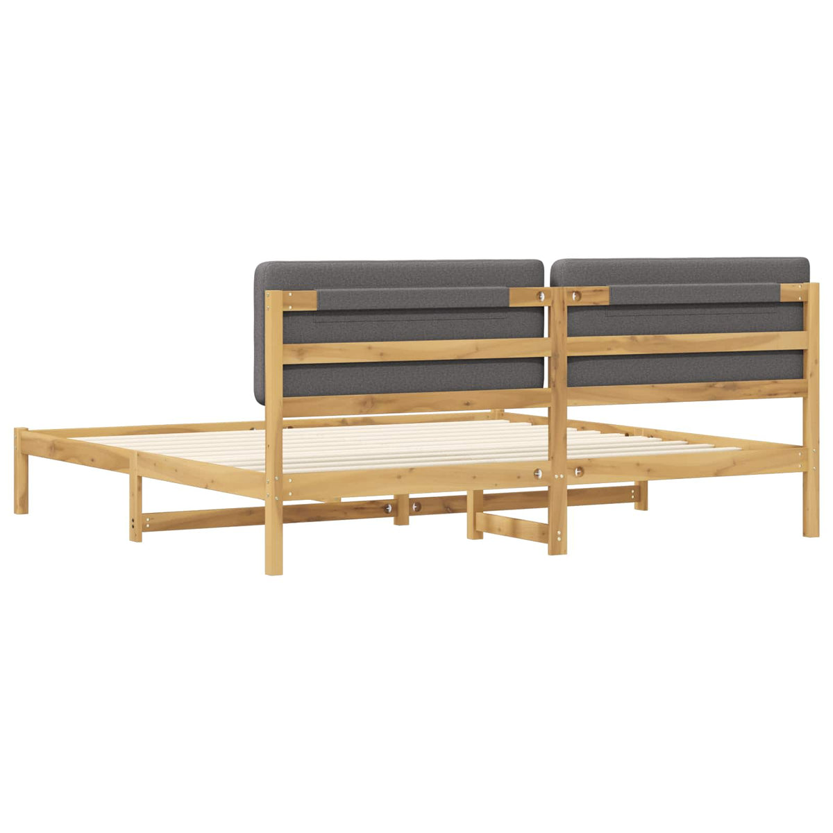 vidaXL Bed Frame with Upholstered Headboard Whitewash and Light Grey