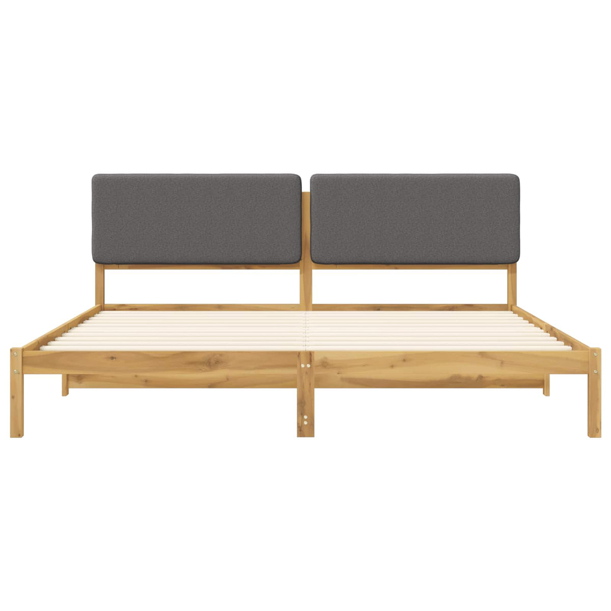 vidaXL Bed Frame with Upholstered Headboard Whitewash and Light Grey