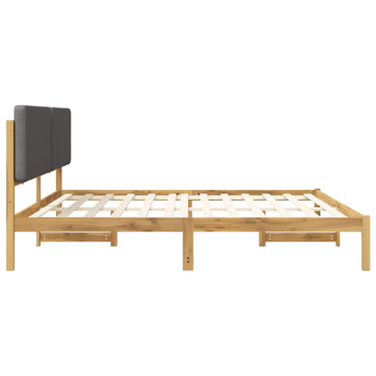 vidaXL Bed Frame with Upholstered Headboard Whitewash and Light Grey