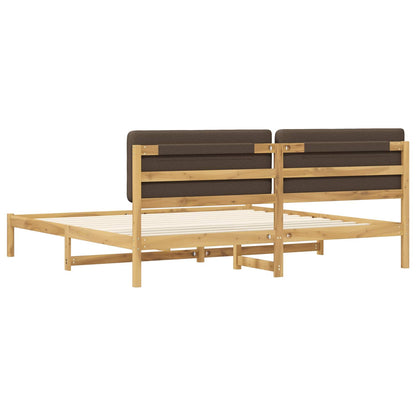 vidaXL Bed Frame with Upholstered Headboard Whitewash and Taupe