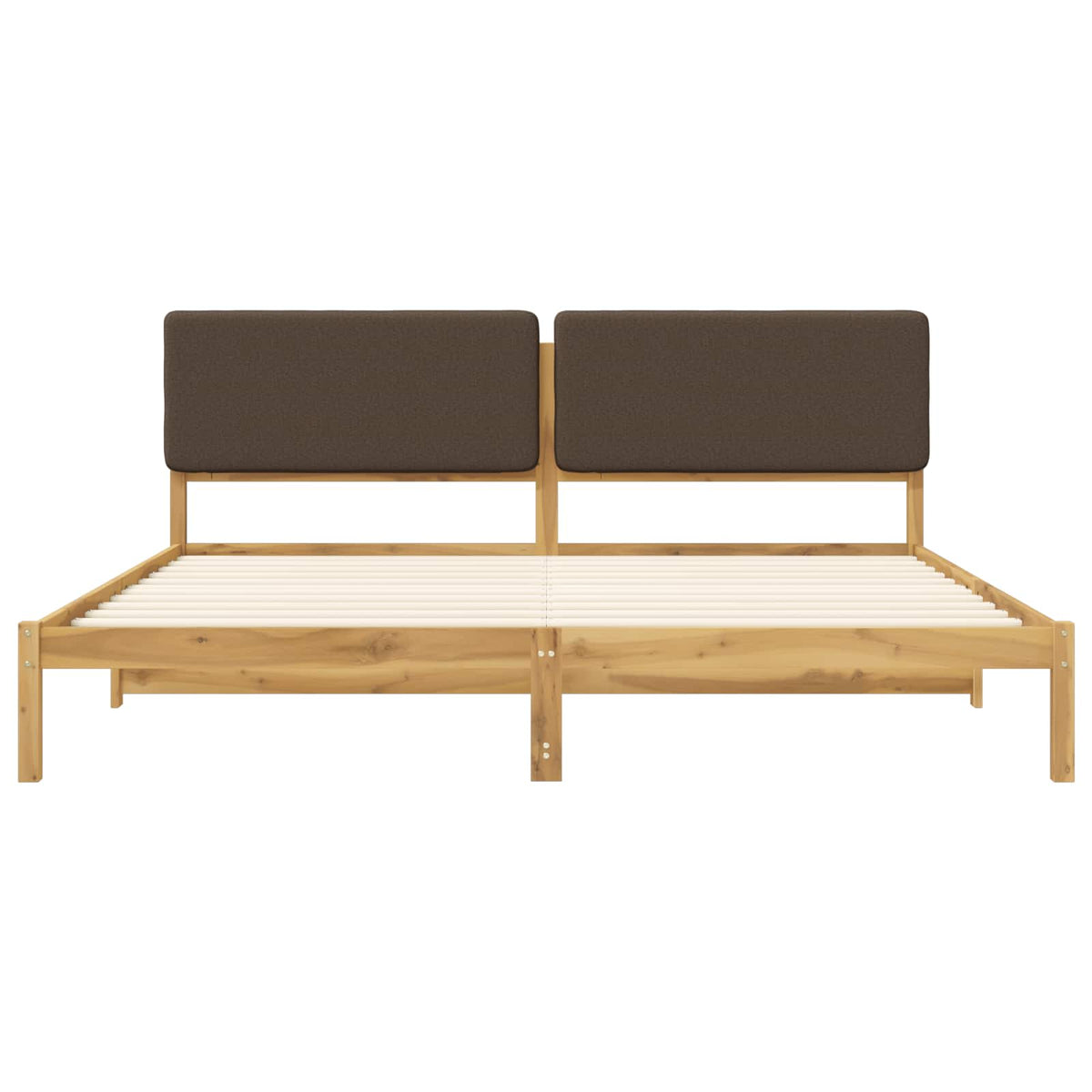 vidaXL Bed Frame with Upholstered Headboard Whitewash and Taupe