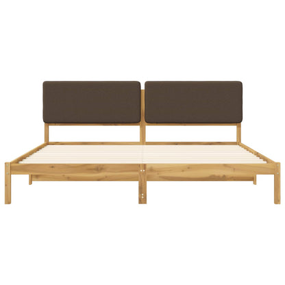vidaXL Bed Frame with Upholstered Headboard Whitewash and Taupe