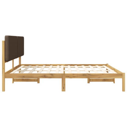 vidaXL Bed Frame with Upholstered Headboard Whitewash and Taupe