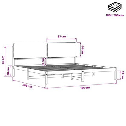 vidaXL Bed Frame with Upholstered Headboard Whitewash and Taupe