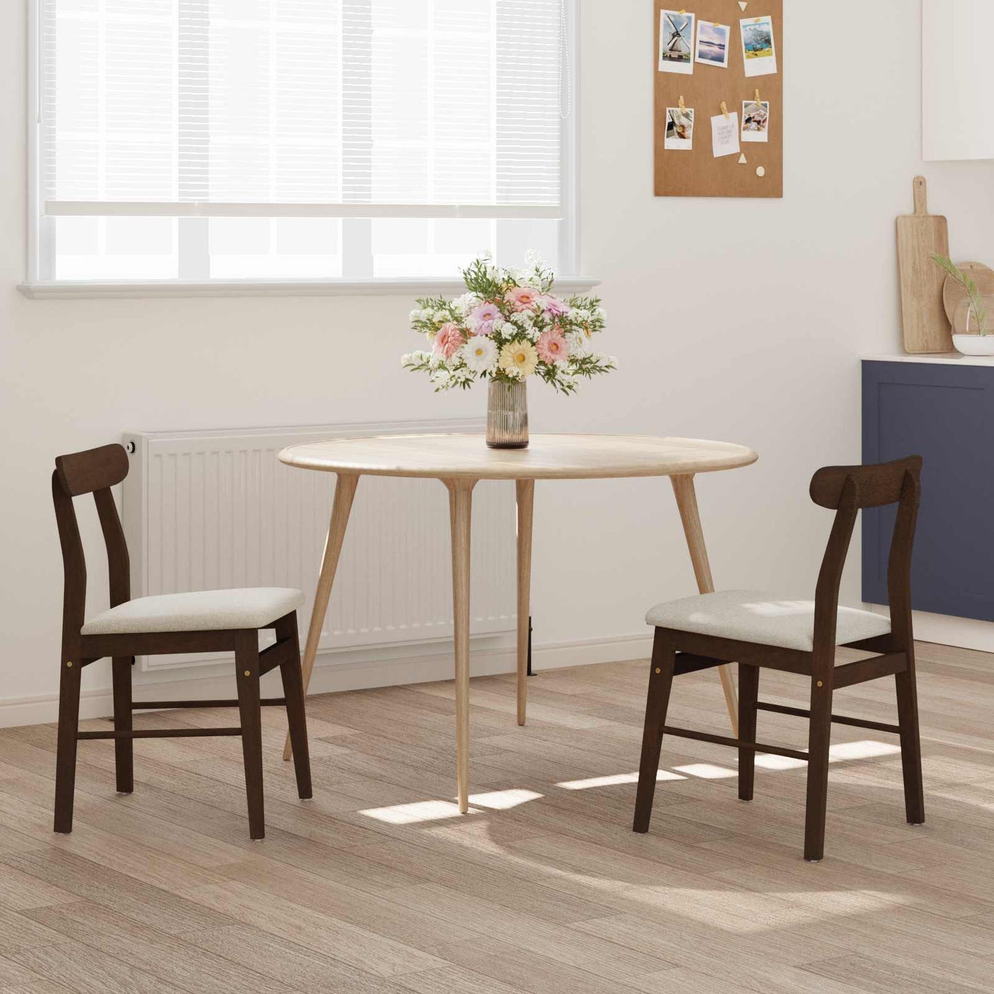 vidaXL Dining Chair 2 pcs Dark Brown and Light Solid Rubber Wood