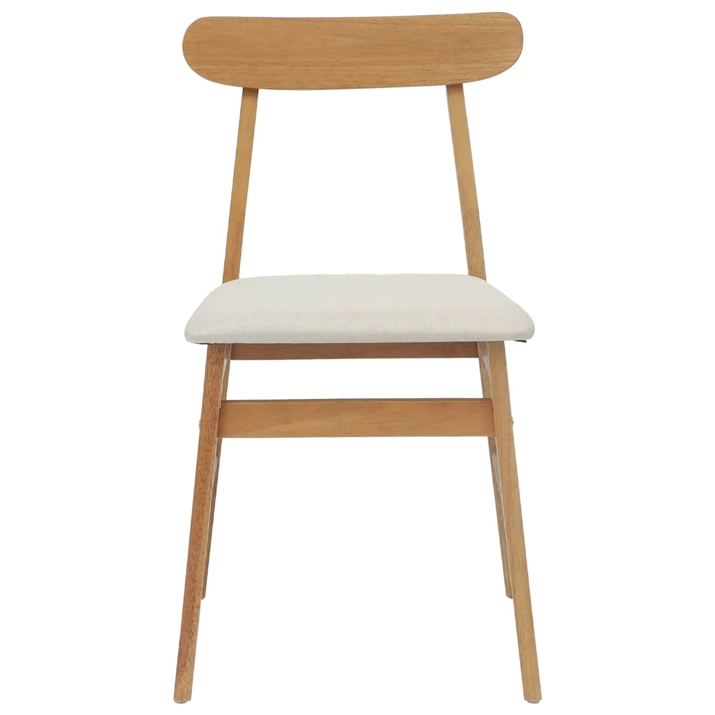 vidaXL Dining Chair 2 pcs Natural and Light Solid Rubber Wood