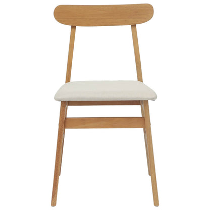 vidaXL Dining Chair 2 pcs Natural and Light Solid Rubber Wood