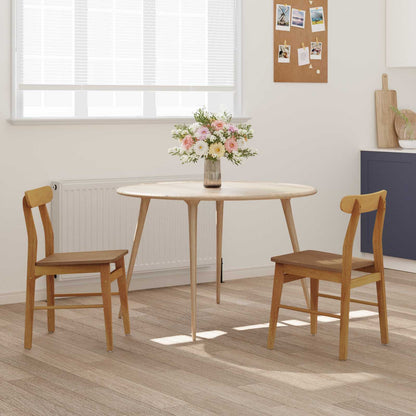 vidaXL Dining Chair 2 pcs Natural 43 x 44.5 x 77 cm Solid Rubber Wood