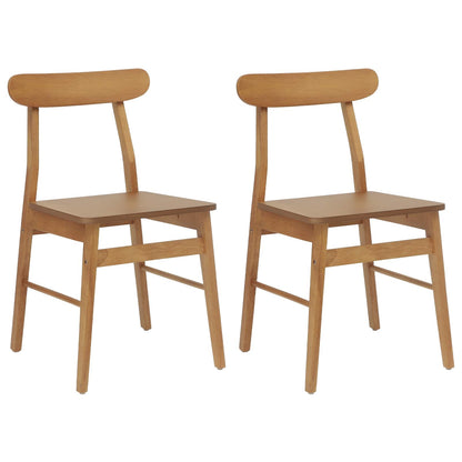 vidaXL Dining Chair 2 pcs Natural 43 x 44.5 x 77 cm Solid Rubber Wood