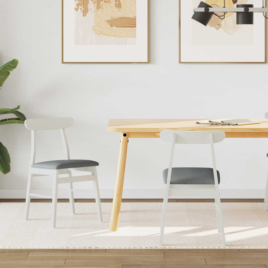vidaXL Dining Chair 2 pcs White and Grey Solid Rubber Wood