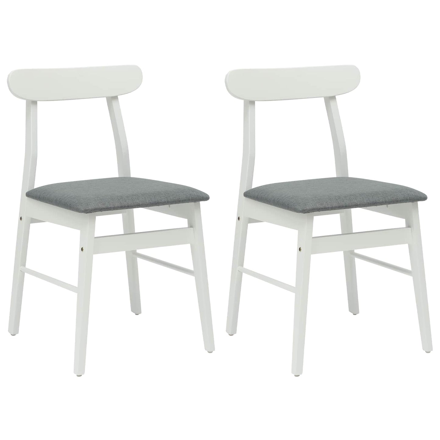 vidaXL Dining Chair 2 pcs White and Grey Solid Rubber Wood