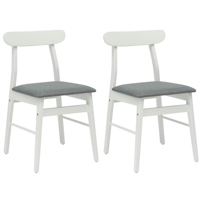 vidaXL Dining Chair 2 pcs White and Grey Solid Rubber Wood