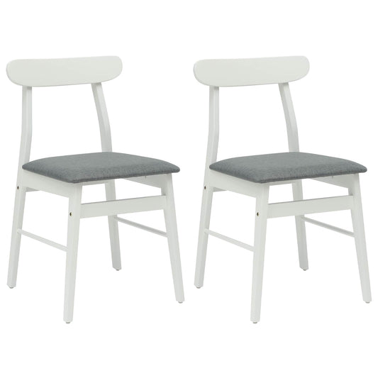 vidaXL Dining Chair 2 pcs White and Grey Solid Rubber Wood