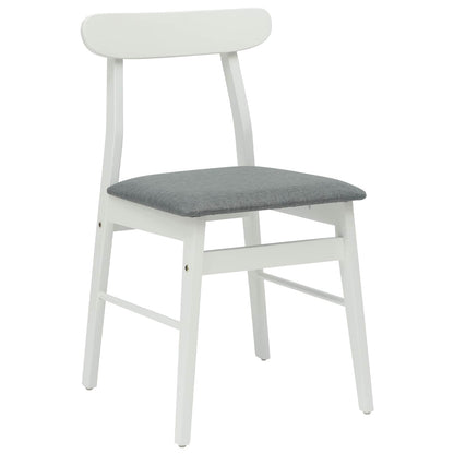 vidaXL Dining Chair 2 pcs White and Grey Solid Rubber Wood