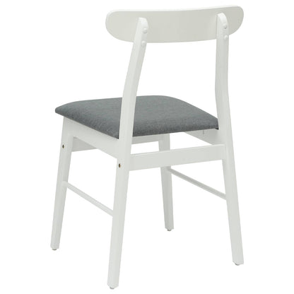 vidaXL Dining Chair 2 pcs White and Grey Solid Rubber Wood