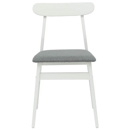 vidaXL Dining Chair 2 pcs White and Grey Solid Rubber Wood