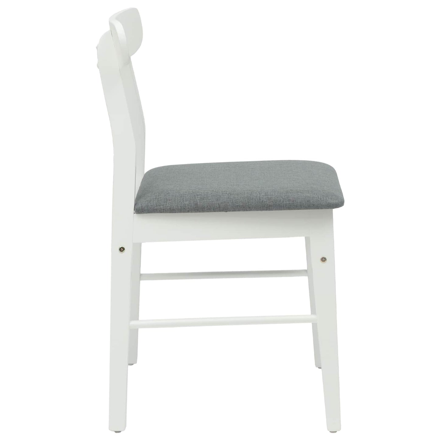 vidaXL Dining Chair 2 pcs White and Grey Solid Rubber Wood
