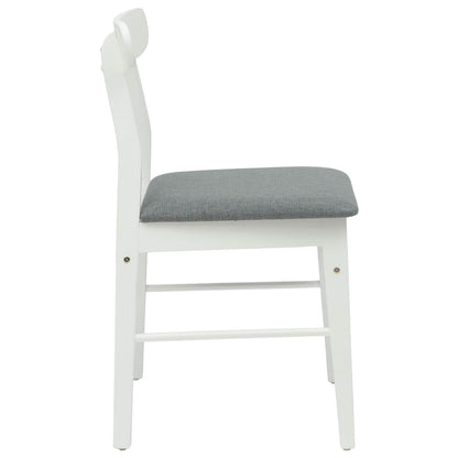 vidaXL Dining Chair 2 pcs White and Grey Solid Rubber Wood