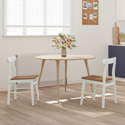 vidaXL Dining Chair 2 pcs White and Natural 43 x 44.5 x 77 cm