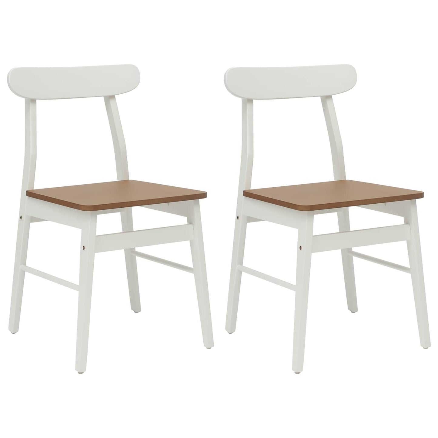 vidaXL Dining Chair 2 pcs White and Natural 43 x 44.5 x 77 cm
