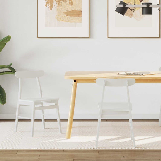 vidaXL Dining Chair 2 pcs White 43 x 44.5 x 77 cm Solid Rubber Wood