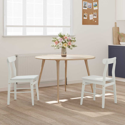 vidaXL Dining Chair 2 pcs White 43 x 44.5 x 77 cm Solid Rubber Wood