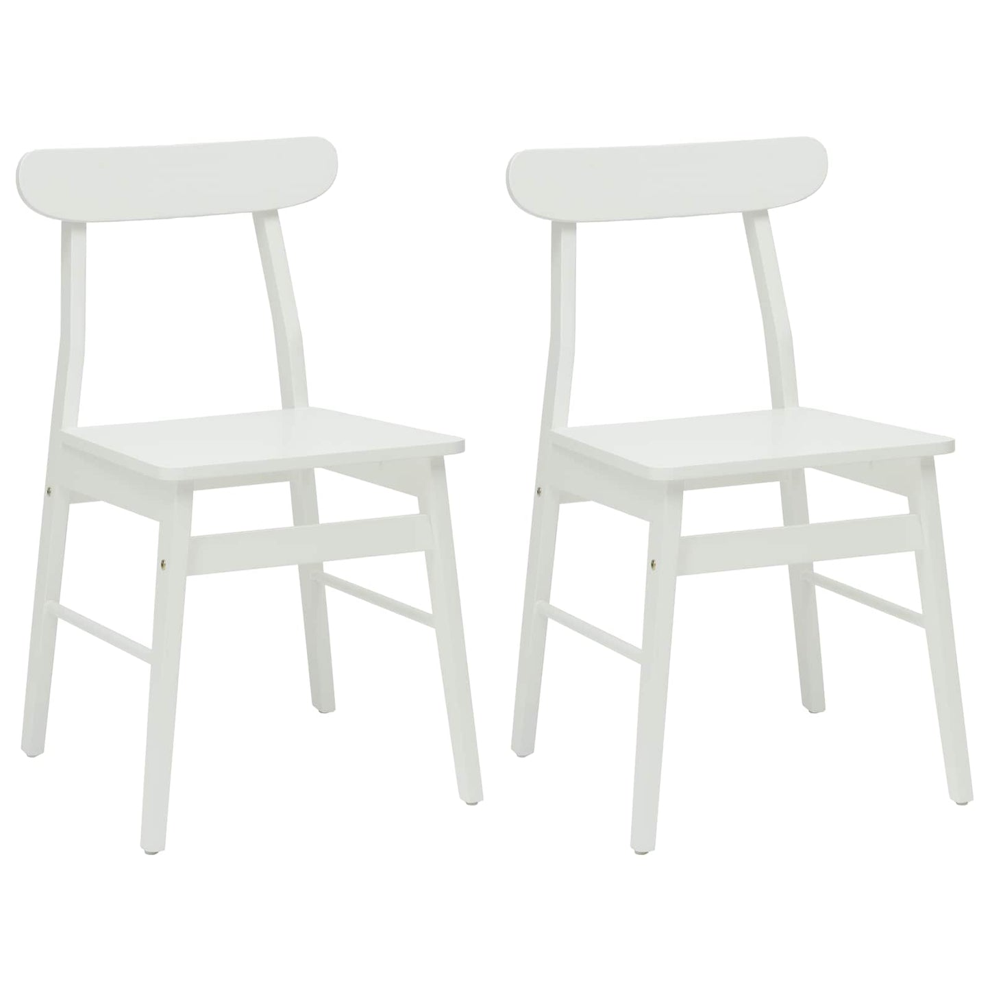 vidaXL Dining Chair 2 pcs White 43 x 44.5 x 77 cm Solid Rubber Wood