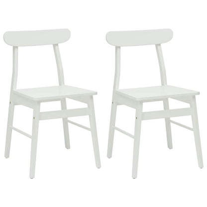 vidaXL Dining Chair 2 pcs White 43 x 44.5 x 77 cm Solid Rubber Wood