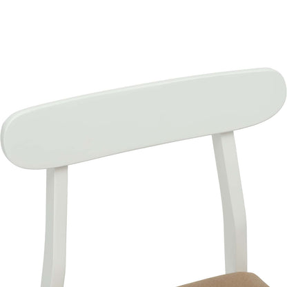 vidaXL Dining Chair 2 pcs White and Brown Solid Rubber Wood
